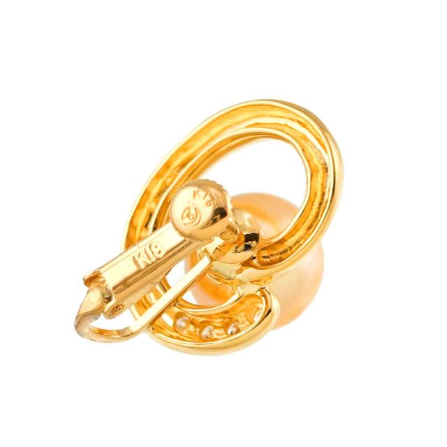 タサキ TASAKI アコヤ真珠 9.4mm ダイヤ 0.12ct×2 イヤリング K18 YG  