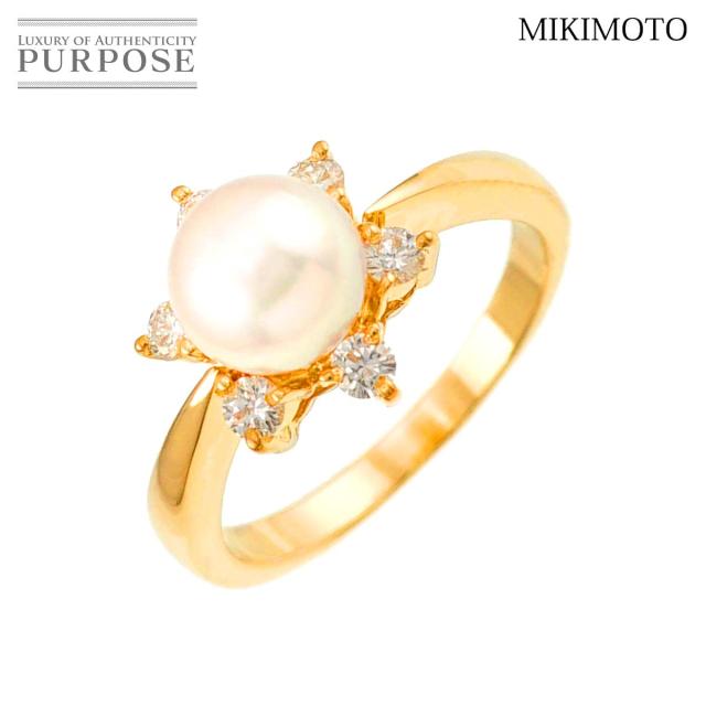 ミキモト MIKIMOTO 7号 リング アコヤ真珠 6.3mm ダイヤ K18 YG