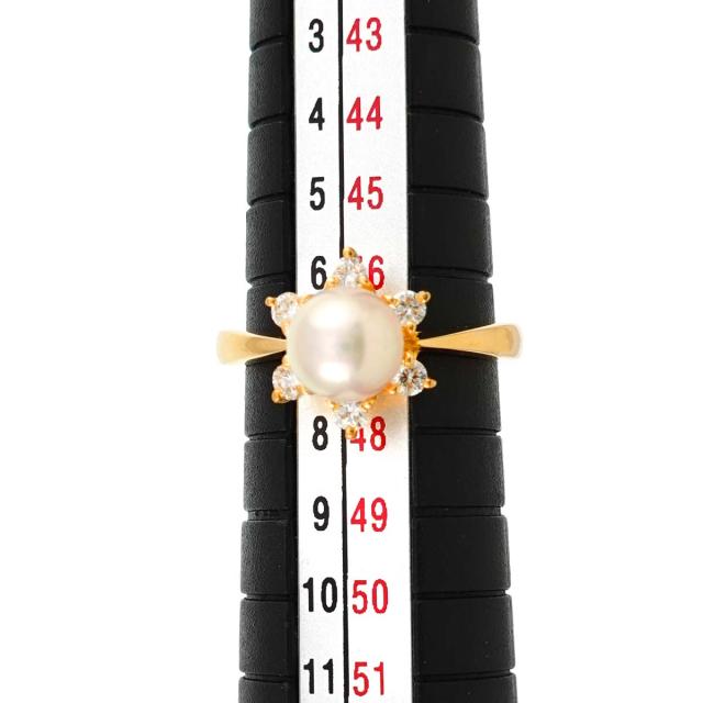 ミキモト MIKIMOTO 7号 リング アコヤ真珠 6.3mm ダイヤ K18 YG