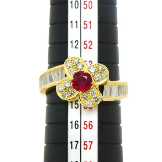 リング 12号 ルビー 0.403ct ダイヤ 1.02ct K18 YG イエロー リング 12号 ルビー 0.403ct ダイヤ 1.02ct K18 YG イエロー
