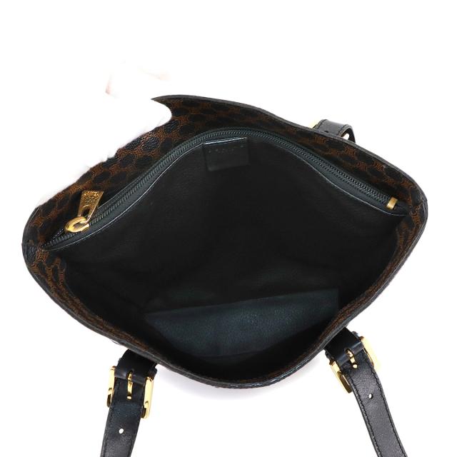美品 セリーヌ バッグ マカダム ショルダー バッグ PVC レザー ブラック ブラウン ゴールド 金具 レディース 90280882 【中古】ブランド