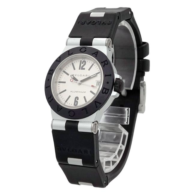【BVLGARI】アルミニウム AL32TA シルバー ブラック ラバー BVLGARI ブルガリ アルミニウム AL32TA シルバー文字盤 AL/ラバー