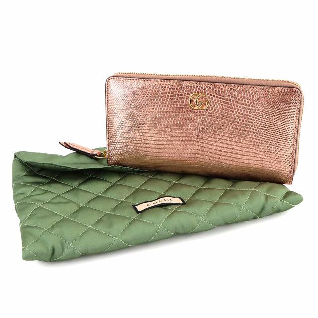 グッチ 長財布 ラウンドファスナー マーモント リザード レザー 本革