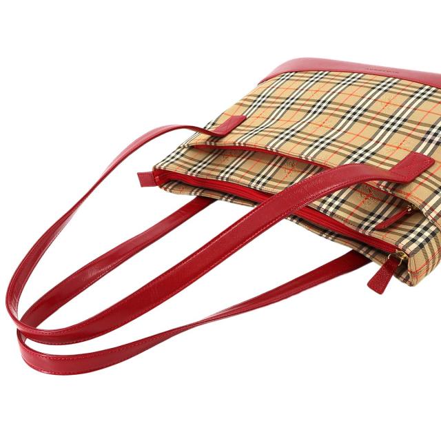 美品 バーバリー ハンドバッグ ノバチェック レザー キャンバス