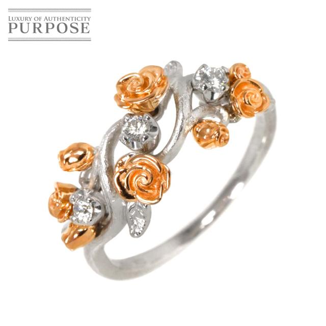 リング・k18・ダイヤリング・ピンクゴールド・レディース向け・フリーサイズ・シンプル・CZ指輪・2石・0.5ct・ ダイヤ リング K18ピンクゴールド ダイヤ0.51ct 10号 レディース 中古A