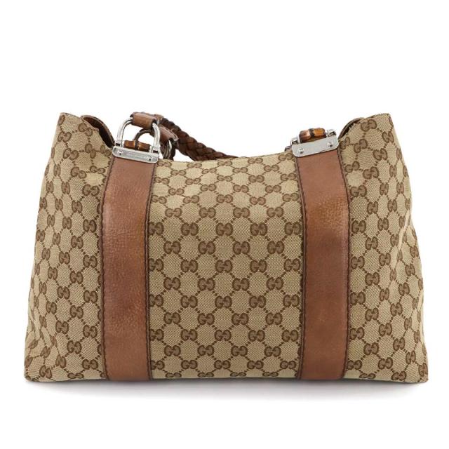 グッチ バッグ GGキャンバス トート バッグ レザー ベージュ 232947 シルバー 金具 レディース 90285030 【中古】ブランド