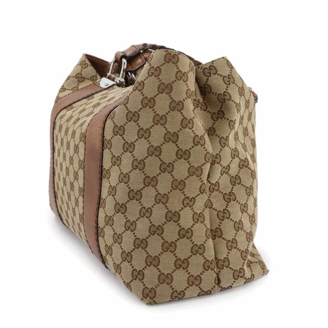グッチ バッグ GGキャンバス トート バッグ レザー ベージュ 232947 シルバー 金具 レディース 90285030 【中古】ブランド