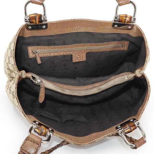 グッチ バッグ GGキャンバス トート バッグ レザー ベージュ 232947 シルバー 金具 レディース 90285030 【中古】ブランド
