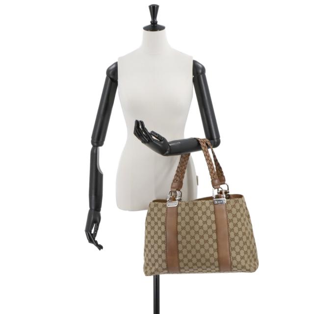 グッチ バッグ GGキャンバス トート バッグ レザー ベージュ 232947 シルバー 金具 レディース 90285030 【中古】ブランド
