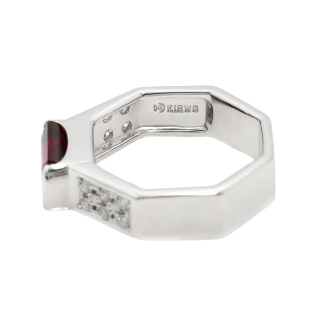 タサキ TASAKI 11号 リング ガーネット ダイヤ 0.18ct K18 WG ホワイト
