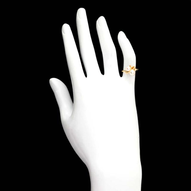 ミキモト 御木本 K18YG ダイヤモンド アコヤ真珠 リング 指輪 MIKIMOTO
