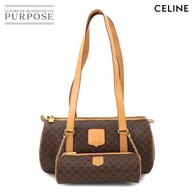 新品同様 セリーヌ バッグ マカダム ボストン ハンド バッグ PVC レザー ブラウン ヴィンテージ レディース 90286110 【中古】ブランド