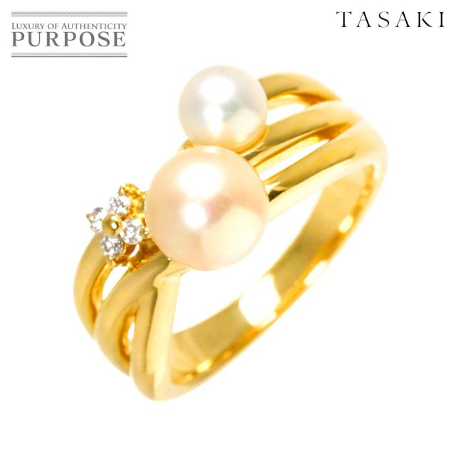 田崎真珠 タサキ TASAKI パールリング K18YG 750 ダイヤモンド タサキ