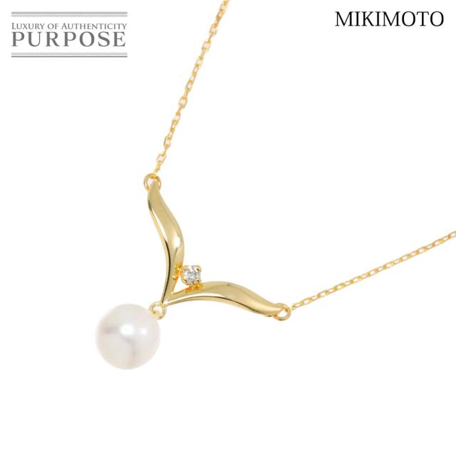 MIKIMOTO】パール ネックレス 三日月モチーフ K18(YG×WG) MIKIMOTO