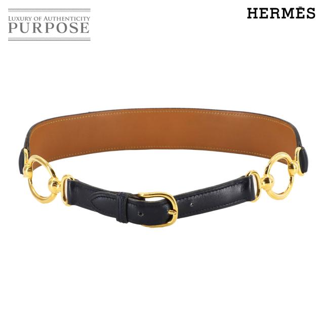 エルメス ベルト ホースビット ボックスカーフ ブラック ゴールド 〇B