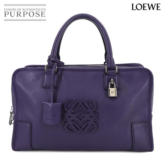 新品同様 ロエベ バッグ アマソナ 36 ハンド バッグ レザー パープル シルバー 金具 レディース 90287657 【中古】ブランド