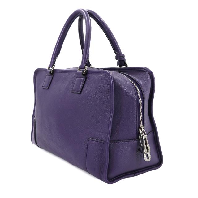 新品同様 ロエベ バッグ アマソナ 36 ハンド バッグ レザー パープル