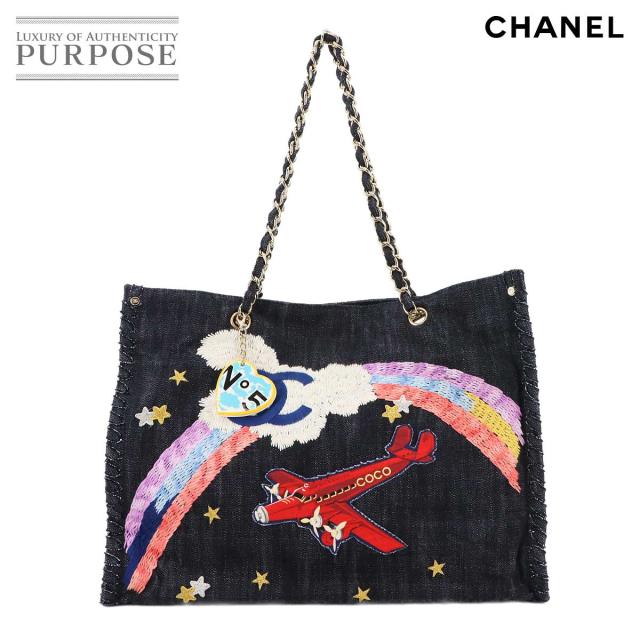 新品同様 シャネル バッグ 夜間飛行 チェーン トート デニム ネイビー マルチカラー A31932 レディース 90289213 【中古】ブランド