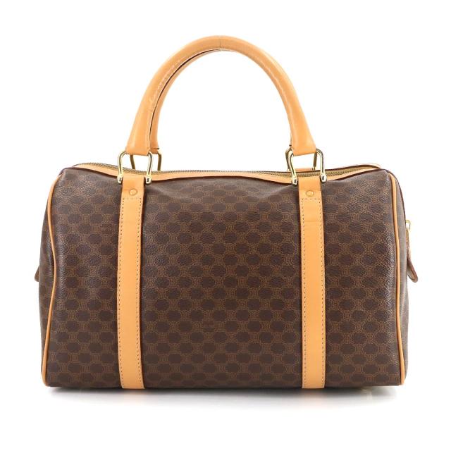 セリーヌ バッグ マカダム ボストン ハンド バッグ PVC レザー ブラウン ゴールド 金具 レディース 90289271 【中古】ブランド セリーヌ バッグ マカダム ボストン ハンド バッグ PVC レザー