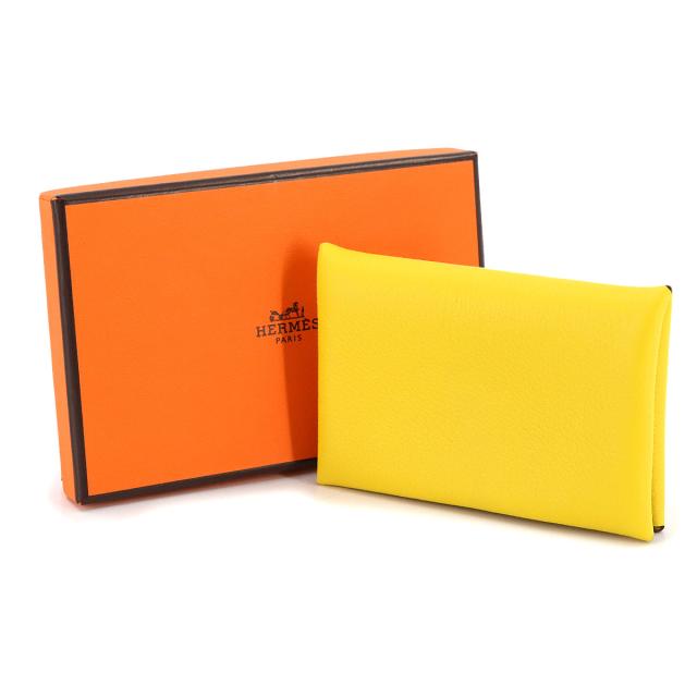 展示品】 HERMES エルメス カルヴィ カードケース イエロー 黄