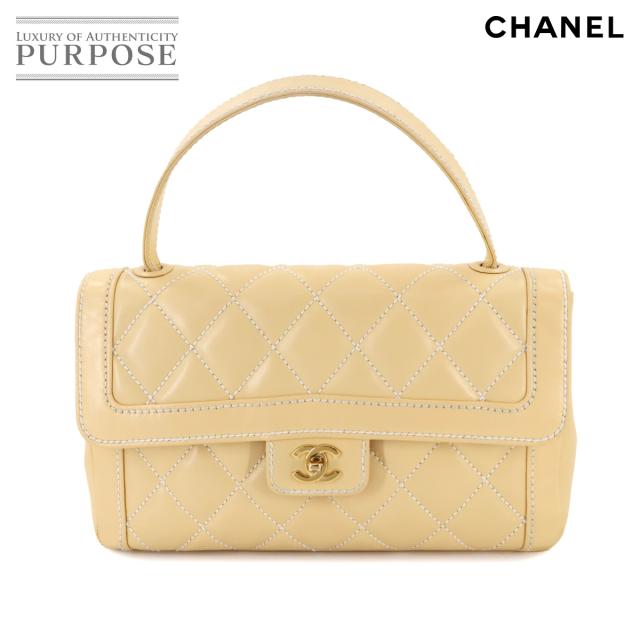 シャネル バッグ ワイルドステッチ マトラッセ ハンド バッグ レザー ベージュ ゴールド 金具 レディース 90290986 【中古】ブランド