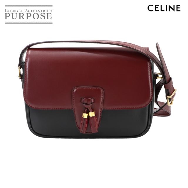 新品同様 セリーヌ バッグ タッセルズ ショルダー バッグ レザー ボルドー ブラック レディース 90291001 【中古】ブランド