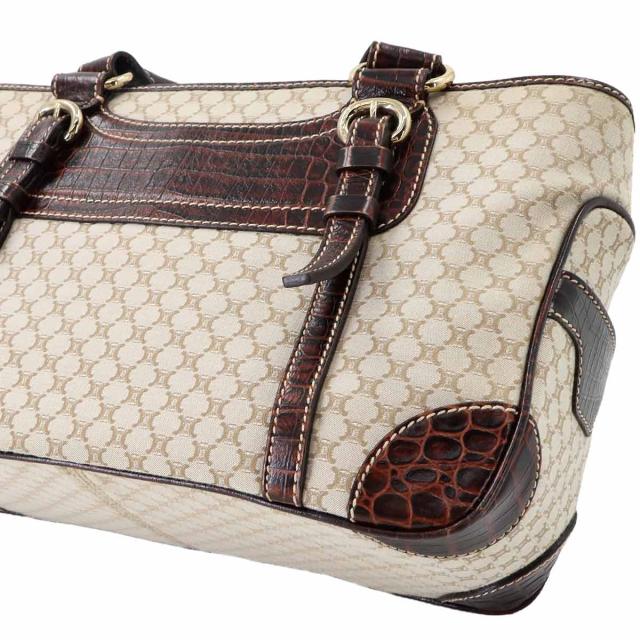 セリーヌ バッグ マカダム ブギーバッグ キャンバス レザー ベージュ