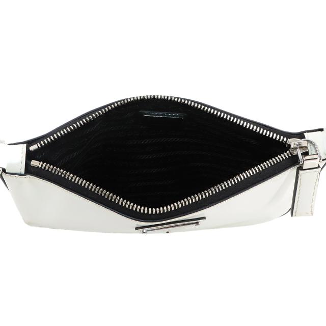 プラダ バッグ ショルダー バッグ レザー ホワイト ブラック 2VH129 ポーチ付き シルバー 金具 レディース 90295870 【中古】ブランド プラダ バッグ ショルダー バッグ レザー ホワイト ブラック 2VH129