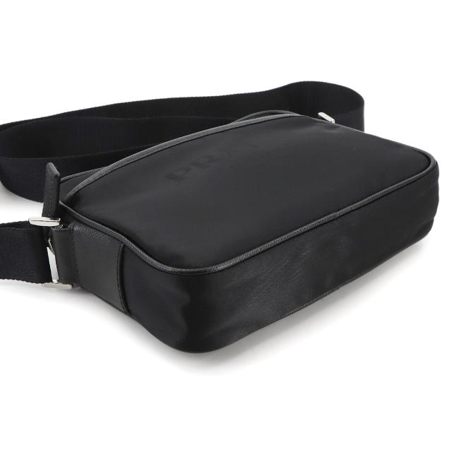 未使用 展示品 プラダ ショルダー バッグ ナイロン サフィアーノレザー ブラック 2VH144 レディース メンズ 90296089 【中古】ブランド 未使用 展示品 プラダ ショルダー バッグ ナイロン サフィアーノレザー