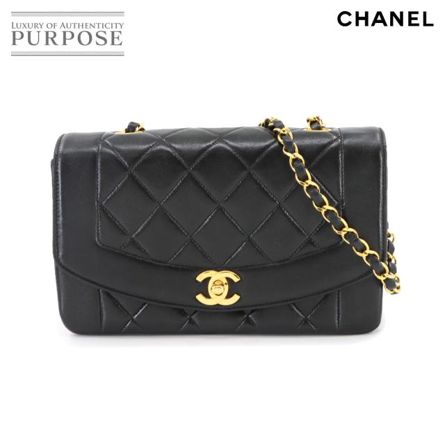 シャネル バッグ ダイアナ マトラッセ 22 チェーン ショルダー バッグ ラムスキン ブラック レディース 90297710 【中古】ブランド