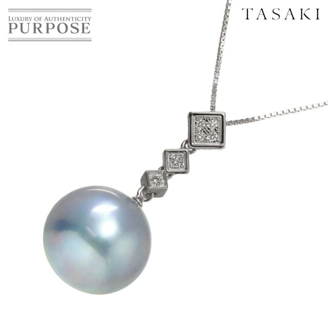 タサキ TASAKI マベ真珠 ダイヤ 0.06ct ネックレス 45cm K18 K14 WG 750 田崎真珠 パール レディース 90298274 【中古】BJ