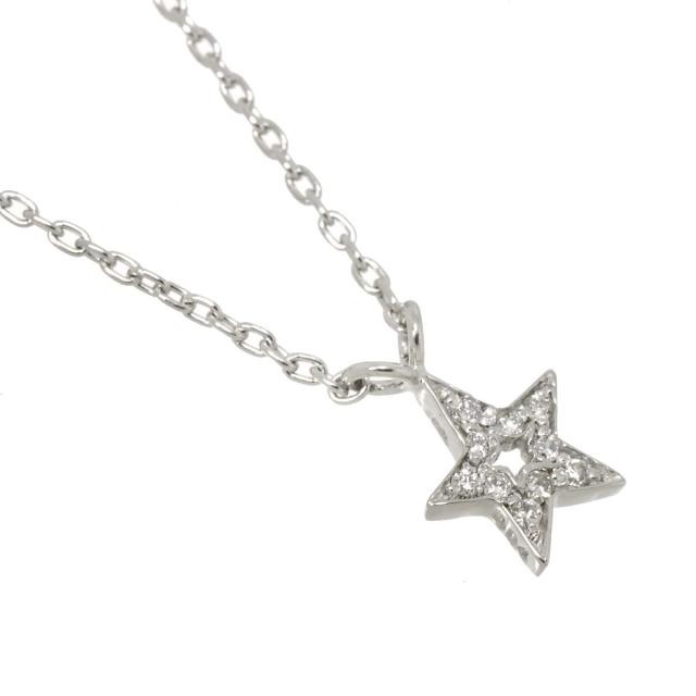 スタージュエリー Star Jewelry スター ダイヤ 0.04ct ネックレス 39cm K18 WG ホワイトゴールド 750 レディース 90299989 【中古】BJ_2