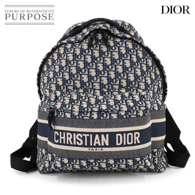 美品 クリスチャン ディオール バッグ DIORTRAVEL オブリーク バックパック キャンバス ネイビー メンズ 90300600 【中古】ブランド