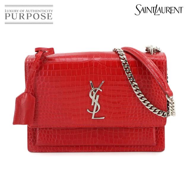 新品同様 サンローラン バッグ サンセット ミディアム チェーン ショルダー バッグ レザー レッド レディース 90301405 【中古】ブランド