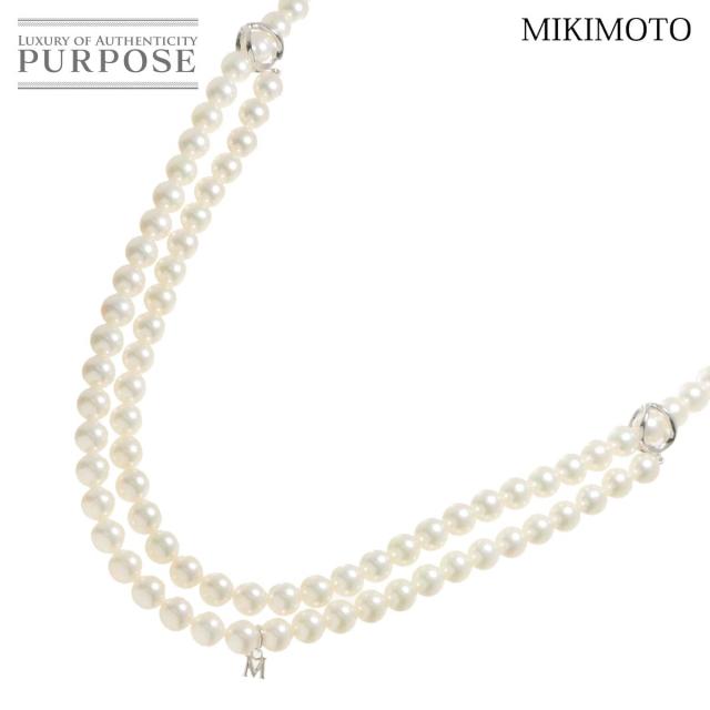 ミキモト MIKIMOTO アコヤ真珠 7.3-7.0mm インフィニティ ロング ネックレス 84cm K18 WG 750 レディース 90301869 【中古】BJ