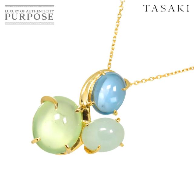 タサキ TASAKI プレナイト ブルートパーズ クォーツ ネックレス 50cm K18 YG 750 田崎真珠 レディース 90303992 【中古】BJ