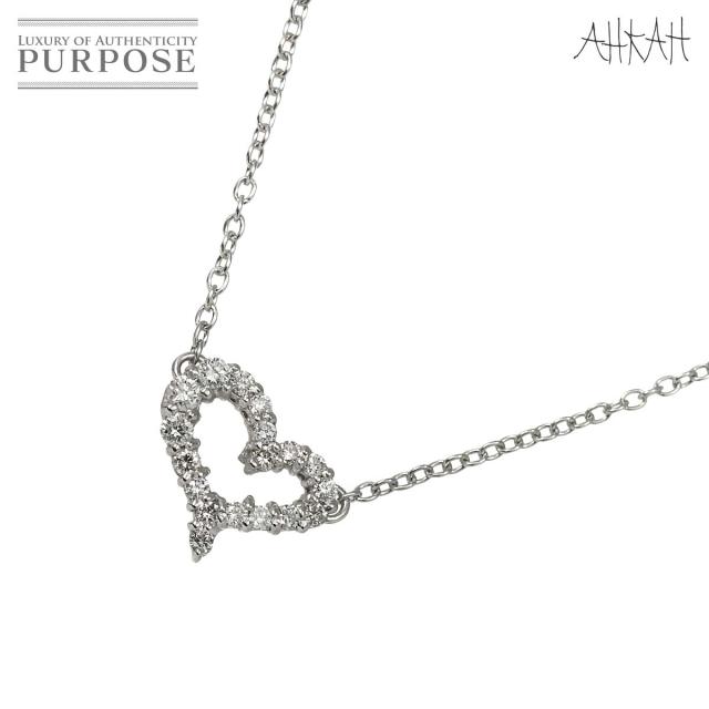 アーカー AHKAH ハート ダイヤ 0.18ct ネックレス 45cm K18 WG 