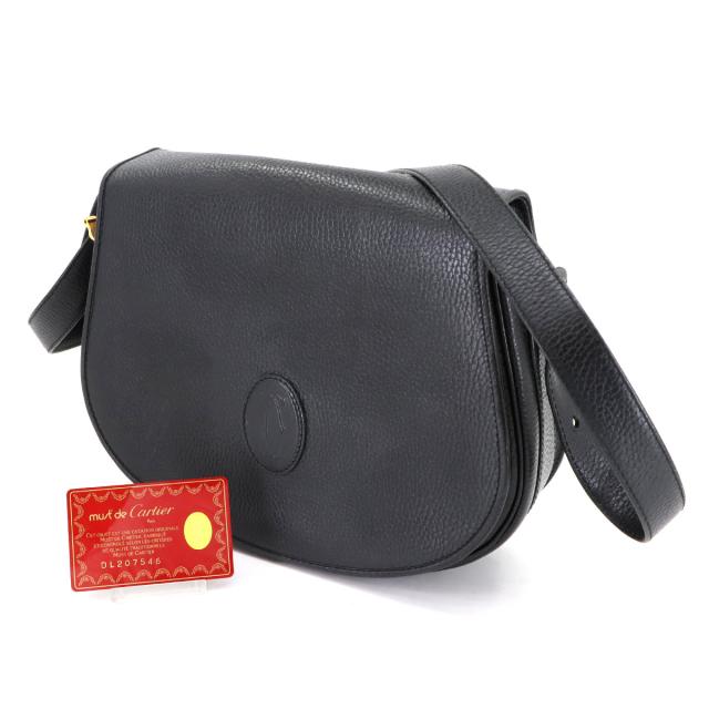 美品 カルティエ バッグ マストライン ショルダー バッグ レザー ブラック ゴールド 金具 レディース 90305731 【中古】ブランド