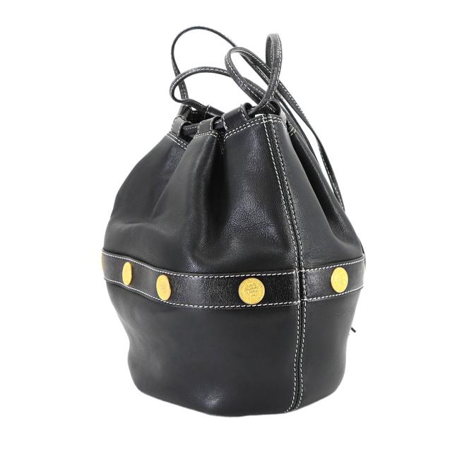 セリーヌ バッグ 巾着 ショルダー バッグ レザー ブラック ゴールド 金具 フリンジ ヴィンテージ レディース 90306494 【中古】ブランド_2