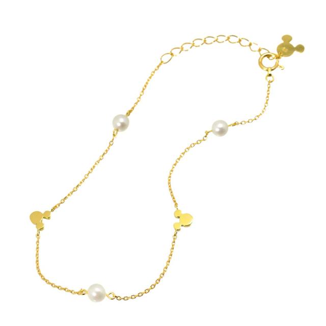 ミキモト MIKIMOTO ペルリータ 淡水パール ブレスレット 19cm K18 YG イエローゴールド 750 真珠 Disney レディース 90306629 【中古】BJ_1