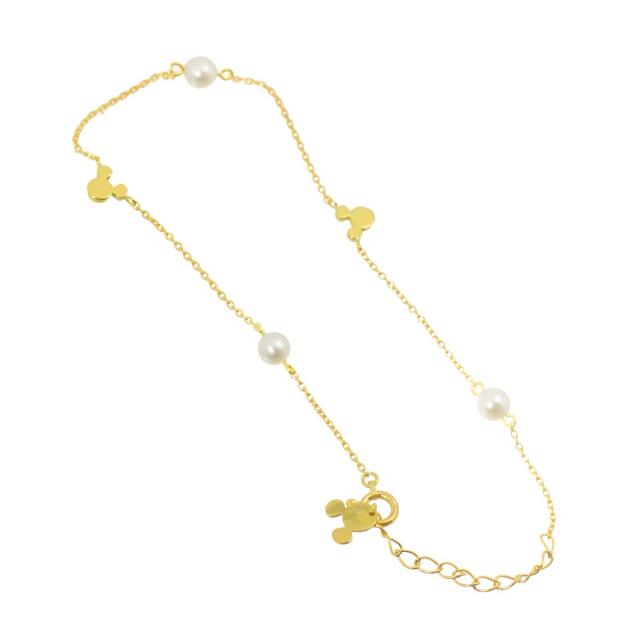 ミキモト MIKIMOTO ペルリータ 淡水パール ブレスレット 19cm K18 YG イエローゴールド 750 真珠 Disney レディース 90306629 【中古】BJ_2