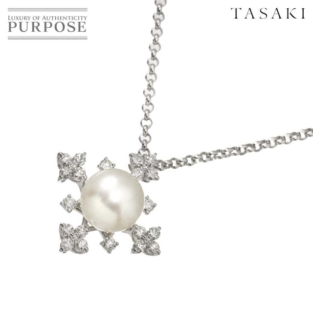 タサキ TASAKI アコヤ真珠 9.6mm ダイヤ 0.50ct ネックレス 45cm K18 WG 750 レディース 90307709 【中古】BJ