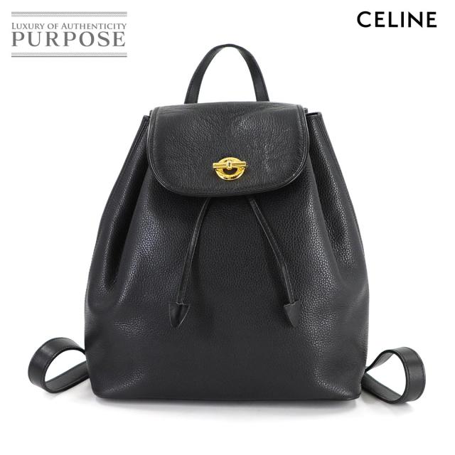 美品 セリーヌ バッグ バックパック リュックサック レザー ブラック ゴールド 金具 ヴィンテージ レディース 90307847 【中古】ブランド
