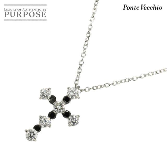 ポンテヴェキオ Ponte Vecchio ダイヤ 0.40ct/0.10ct ネックレス 41cm K18 WG 750 クロス レディース 90309389 【中古】BJ