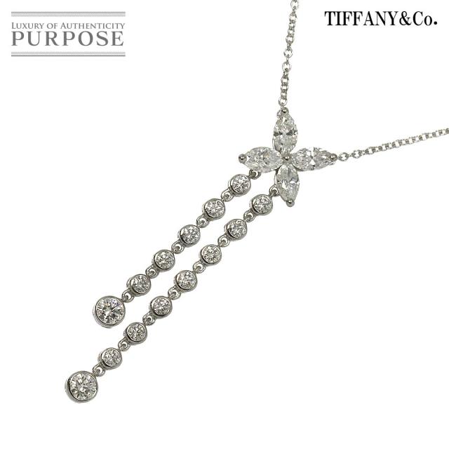 ティファニー TIFFANY&amp;Co. ビクトリア ダブルドロップ ダイヤ ネックレス 40cm Pt プラチナ フラワー 花 レディース 90309437 【中古】BJ