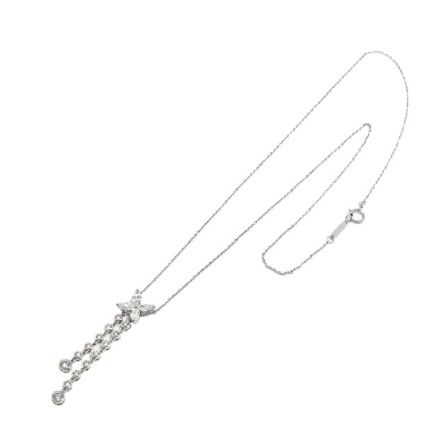 ティファニー TIFFANY&amp;Co. ビクトリア ダブルドロップ ダイヤ ネックレス 40cm Pt プラチナ フラワー 花 レディース 90309437 【中古】BJ_1