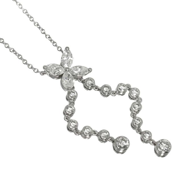ティファニー TIFFANY&amp;Co. ビクトリア ダブルドロップ ダイヤ ネックレス 40cm Pt プラチナ フラワー 花 レディース 90309437 【中古】BJ_2
