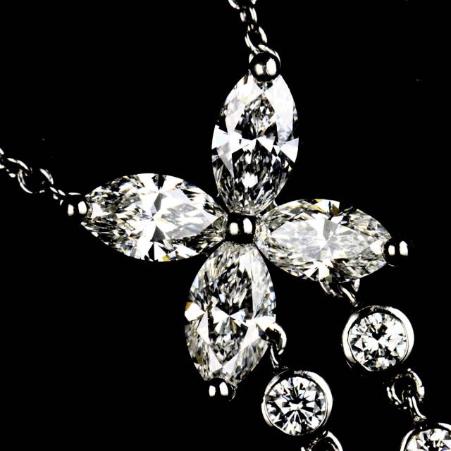 ティファニー TIFFANY&amp;Co. ビクトリア ダブルドロップ ダイヤ ネックレス 40cm Pt プラチナ フラワー 花 レディース 90309437 【中古】BJ_5