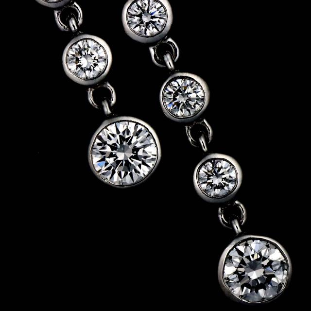 ティファニー TIFFANY&amp;Co. ビクトリア ダブルドロップ ダイヤ ネックレス 40cm Pt プラチナ フラワー 花 レディース 90309437 【中古】BJ_6