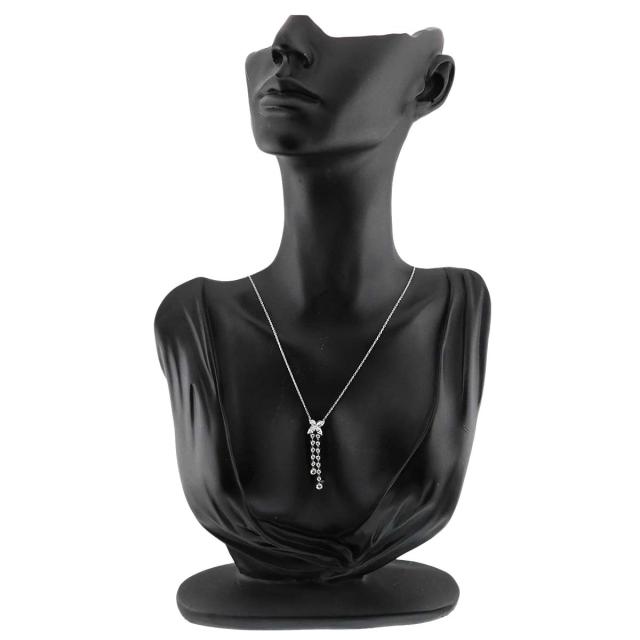 ティファニー TIFFANY&amp;Co. ビクトリア ダブルドロップ ダイヤ ネックレス 40cm Pt プラチナ フラワー 花 レディース 90309437 【中古】BJ_7